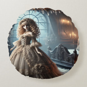 Gothic Victorian Doll - Förändrad Mörk Rund Kudde