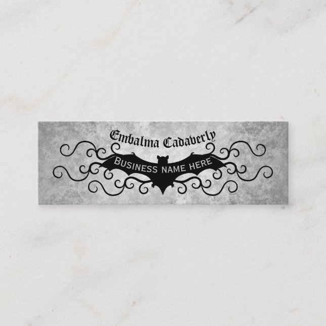 Gothic Victorian fladdermus med snurrande elegant  Mini Visitkort (Framsida)