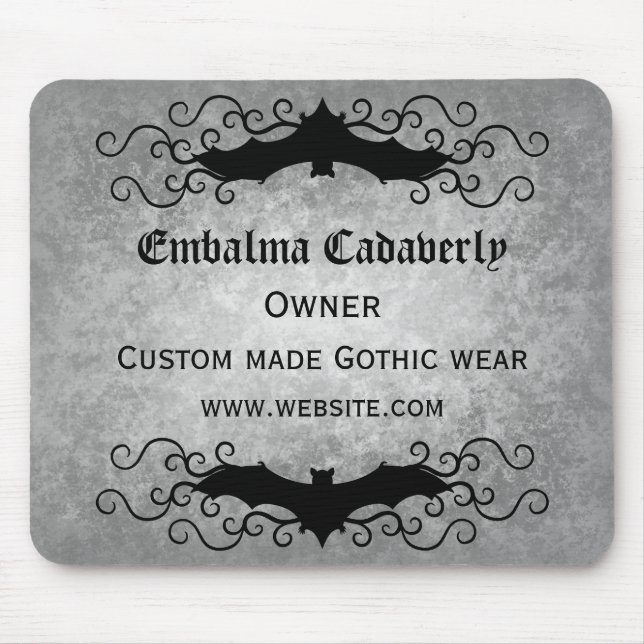 Gothic Victorian fladdermus med snurrar, skrivbord Musmatta (Framsidan)