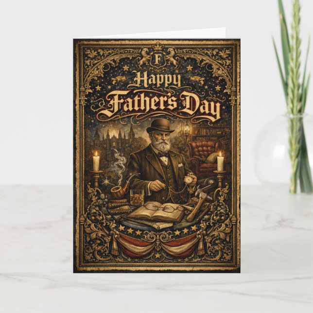 Gothic Victorian Gentleman Fathers Day Helgkort (Framsida)