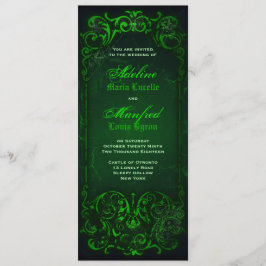 Gothic Victorian Ghoulish Grönt Bröllop Inbjudningar