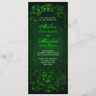 Gothic Victorian Ghoulish Grönt Bröllop Inbjudningar