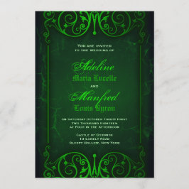 Gothic Victorian Ghoulish Grönt Bröllop Inbjudningar
