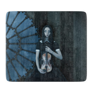 Gothic Victorian Girl Holding Violin Mörk Fantasy