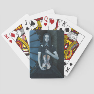 Gothic Victorian Girl Holding Violin Mörk Fantasy Casinokort