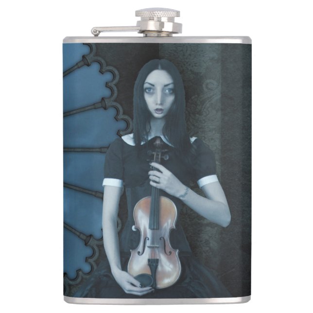 Gothic Victorian Girl Holding Violin Mörk Fantasy Fickplunta (Framsidan)