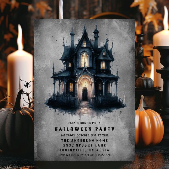 Gothic Victorian Haunted House Halloween fest Inbjudningar (Skapare uppladdad)