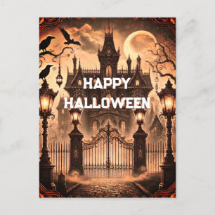 Gothic Victorian Haunted House Vintage Halloween Vykort
