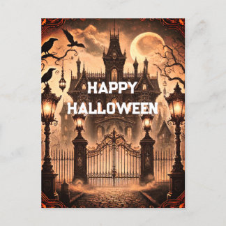 Gothic Victorian Haunted House Vintage Halloween Vykort