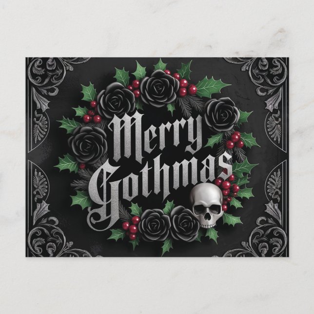 Gothic Victorian-juldesign - Mörk Elegance Helg Vykort (Framsida)