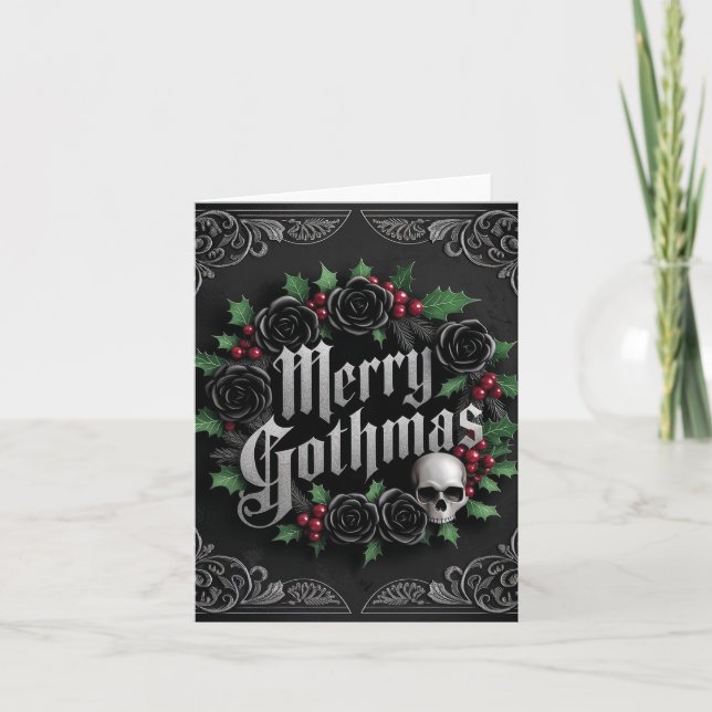 Gothic Victorian-juldesign - Mörk Elegance Helgkort (Framsida)