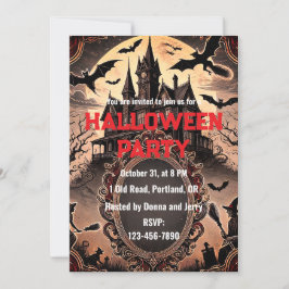 Gothic Victorian Old Vintage Halloween fest Inbjudningar