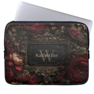 Gothic Victorian Ram med Mörk Röd ros Laptop Fodral