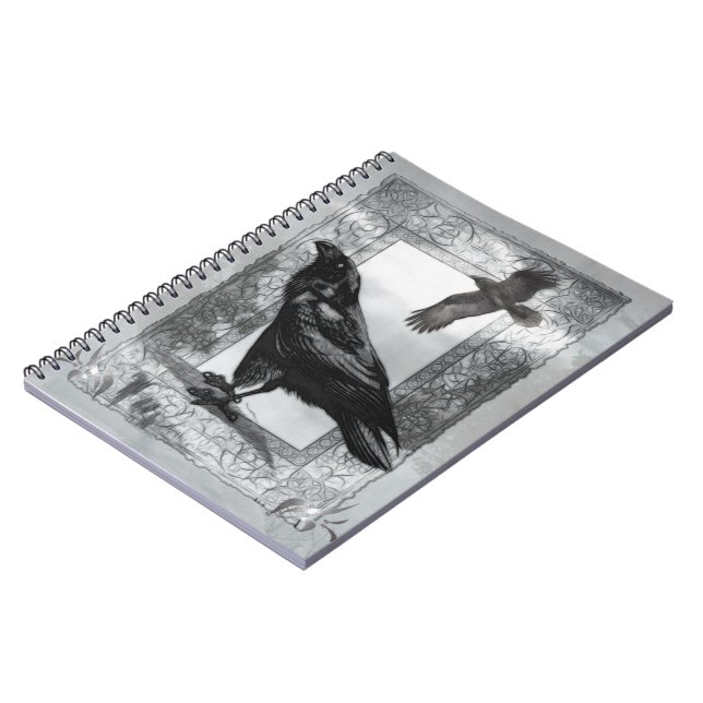 Gothic Victorian Raven Fantasy Art Anteckningsbok (Vänstra Sidan)