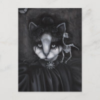 Gothic Victorian Skeleton Bird Creepy Art Card