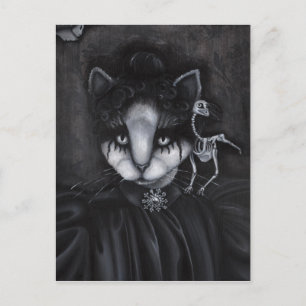 Gothic Victorian Skeleton Bird Creepy Art Card Vykort