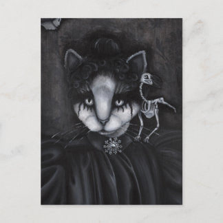 Gothic Victorian Skeleton Bird Creepy Art Card Vykort