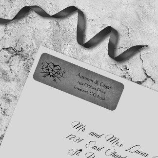 Gothic Victorian Snöre Bröllop Returadress Etikett