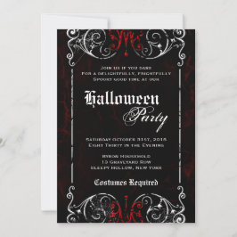 Gothic Victorian Spooky Black Halloween fest Inbjudningar