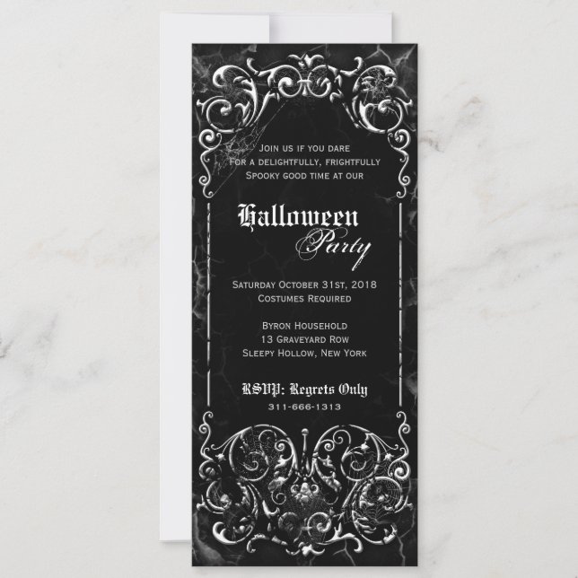 Gothic Victorian Spooky Black Halloween fest Inbjudningar (Framsida)