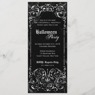 Gothic Victorian Spooky Black Halloween fest Inbjudningar