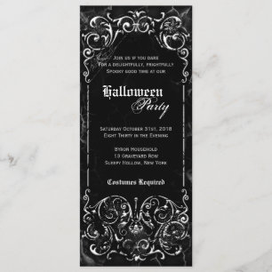 Gothic Victorian Spooky Black Halloween fest Inbjudningar