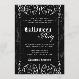 Gothic Victorian Spooky Black Halloween fest Inbjudningar