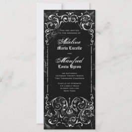 Gothic Victorian Spooky Black & White Bröllop Inbjudningar