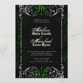 Gothic Victorian Spooky Grönt Wedding bjudande in Inbjudningar