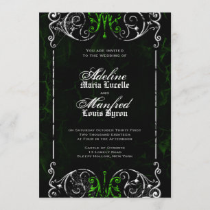 Gothic Victorian Spooky Grönt Wedding bjudande in Inbjudningar