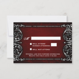 Gothic Victorian Spooky Red & White Bröllop OSA Kort