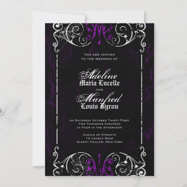 Gothic Victorian Spooky Wedding bjudes in Inbjudningar (Framsida)