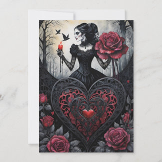 Gothic Victorian Valentine's Day Hearts Roses Julkort
