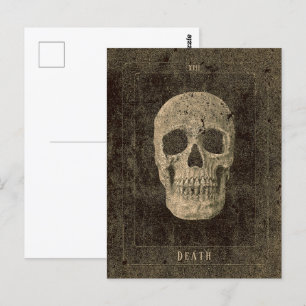 Gothic Vintage Antique Sepia Struktur Skull Tarot Vykort