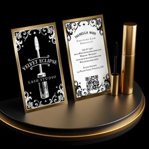 Gothic Vintage Beauty Lash Studio Svart Lyx Visitkort