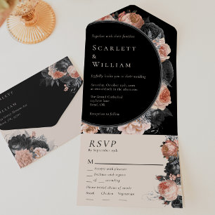 Gothic Vintage Black Menu Choice OSA Bröllop