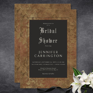 Gothic Vintage Brown Damask Silke Möhippa Inbjudningar