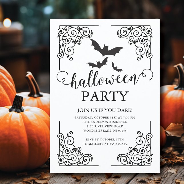 Gothic Vintage Fladdermus Halloween Inbjudningar (Skapare uppladdad)
