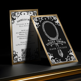 Gothic Vintage Hair Stylist Beauty Salon Black Bus Visitkort