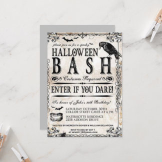 Gothic Vintage Halloween Födelsedagsfest Inbjudningar