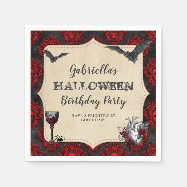 Gothic Vintage Halloween Födelsedagsfest Pappersservett (Framsidan)