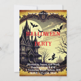 Gothic Vintage Haunted House Halloween fest Inbjudningar