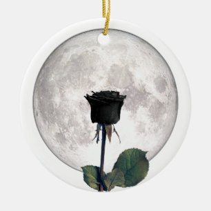 Gothic, Vintage, Victorian, Black Ro, Mörk Julgransprydnad Keramik