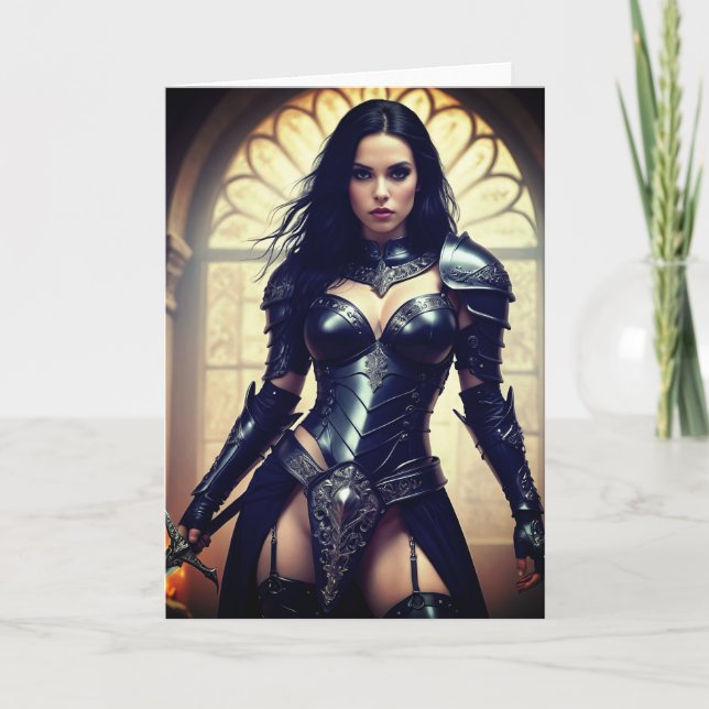 Gothic Warrior Queen Greeting Card! Tack Kort (Framsida)