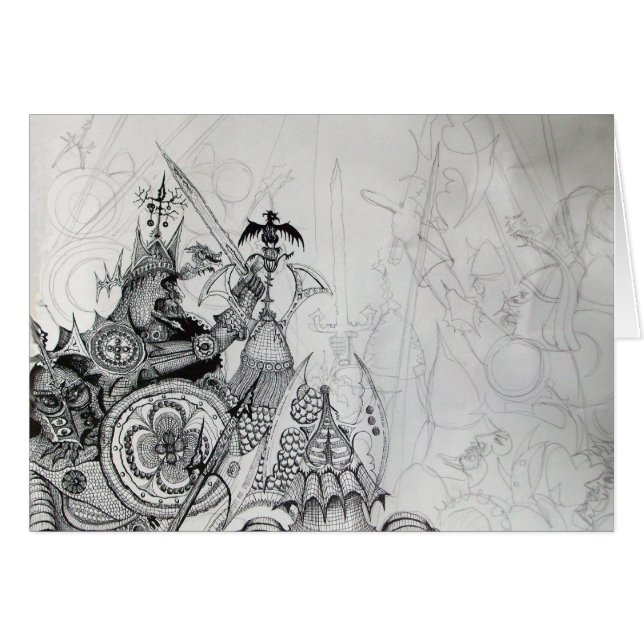 GOTHIC WARRIORS,Barbarian Knight,Fantasy Hälsningskort (Framsidan Horizontal)