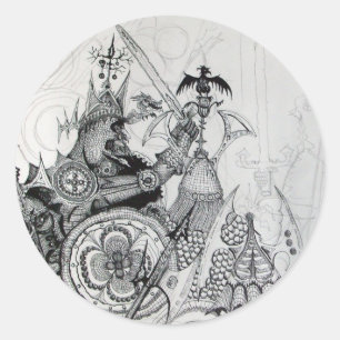 GOTHIC WARRIORS,Barbariska riddare,Fantasy Runt Klistermärke