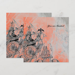 GOTHIC WARRIORS,black-white,red silver papper Inbjudningar