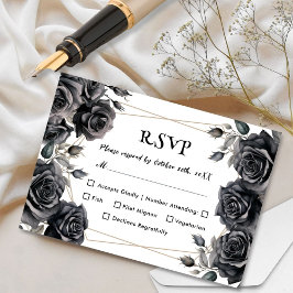 Gothic WedBlack Roses Floral RSVP-kort OSA Kort