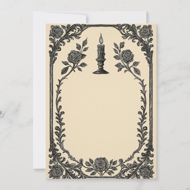 Gothic Wedding Invitation – Candle Design (AI-Gen) Inbjudningar (Framsida)