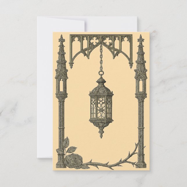 Gothic Wedding Invitation – Hanging Lantern AI-Gen Inbjudningar (Framsida)